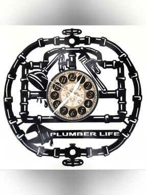 PLUMBERS LIFE Vinyl Record Clock Wall Art – Man Cave Decor GIFT